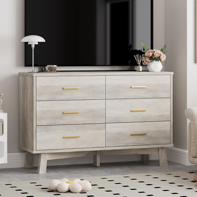 Dresser for Bedroom, 6 Drawer Wide Modern Chest of Drawers with X-Shaped  Sturdy | eBay