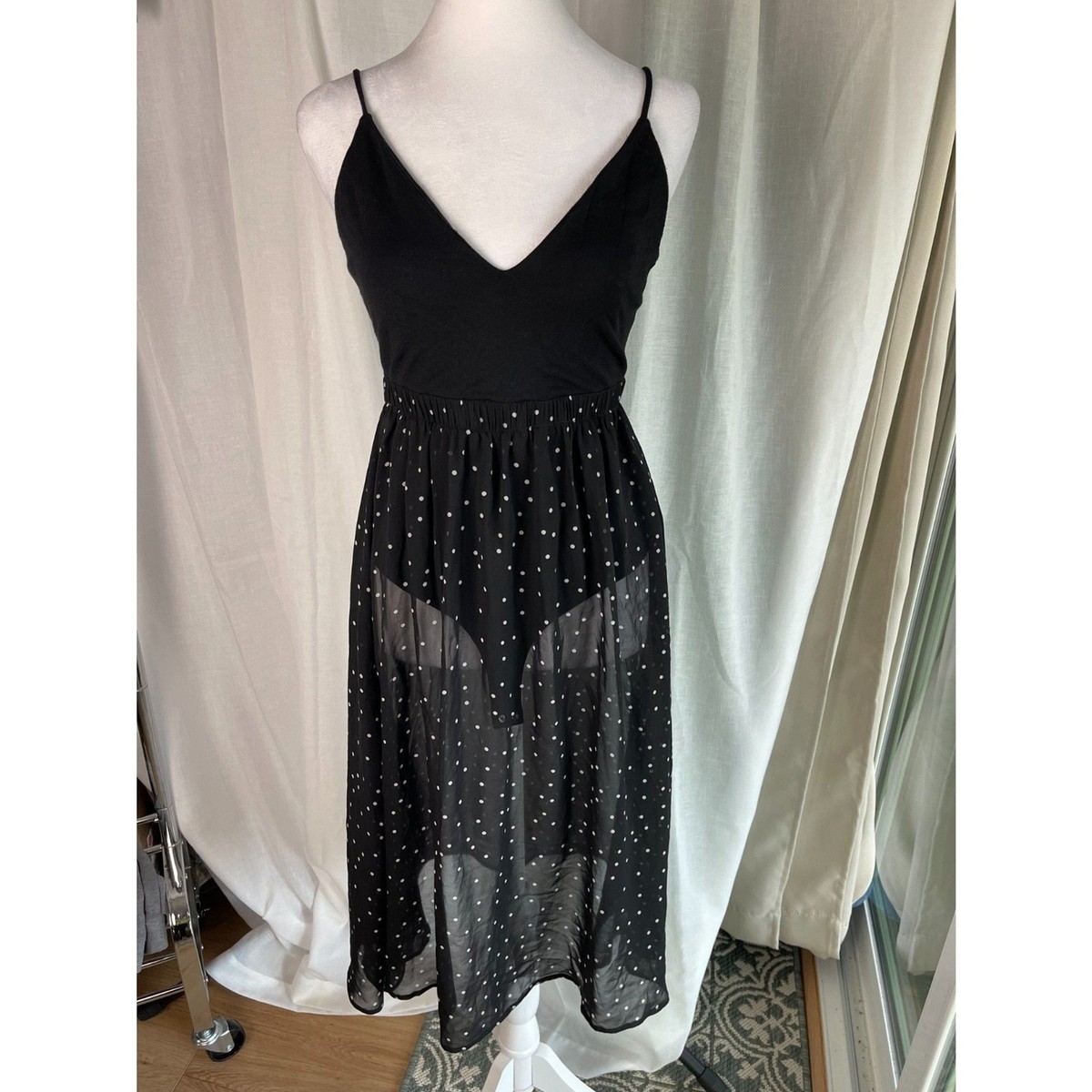 Majorelle Revolve Black Polka Dot Midi Dress, S | eBay