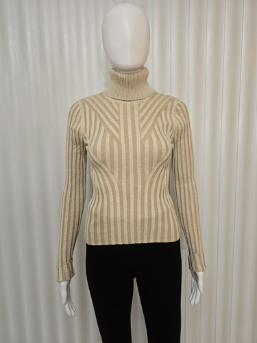New DKNY Women's Ivory Printed Turtleneck Ribbed Long-Sleeve Sweater Size S. - Picture 14 of 24