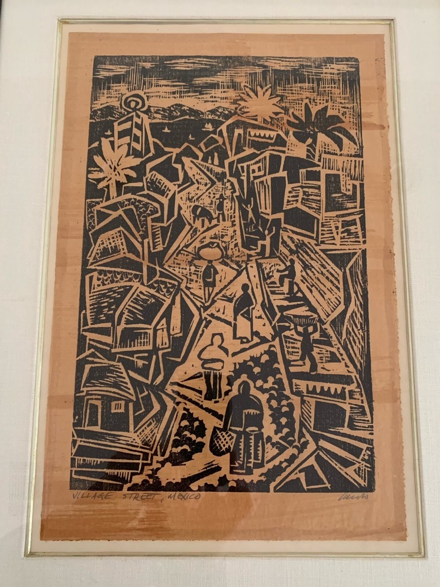 絵画 70s Mexico art World Original Art - Colonial Mexico, Martinez, c.1970
