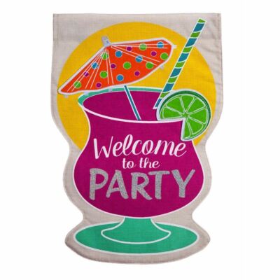 Party Welcome 14B4411 Evergreen BURLAP Garden Flag 12.5  x 18 