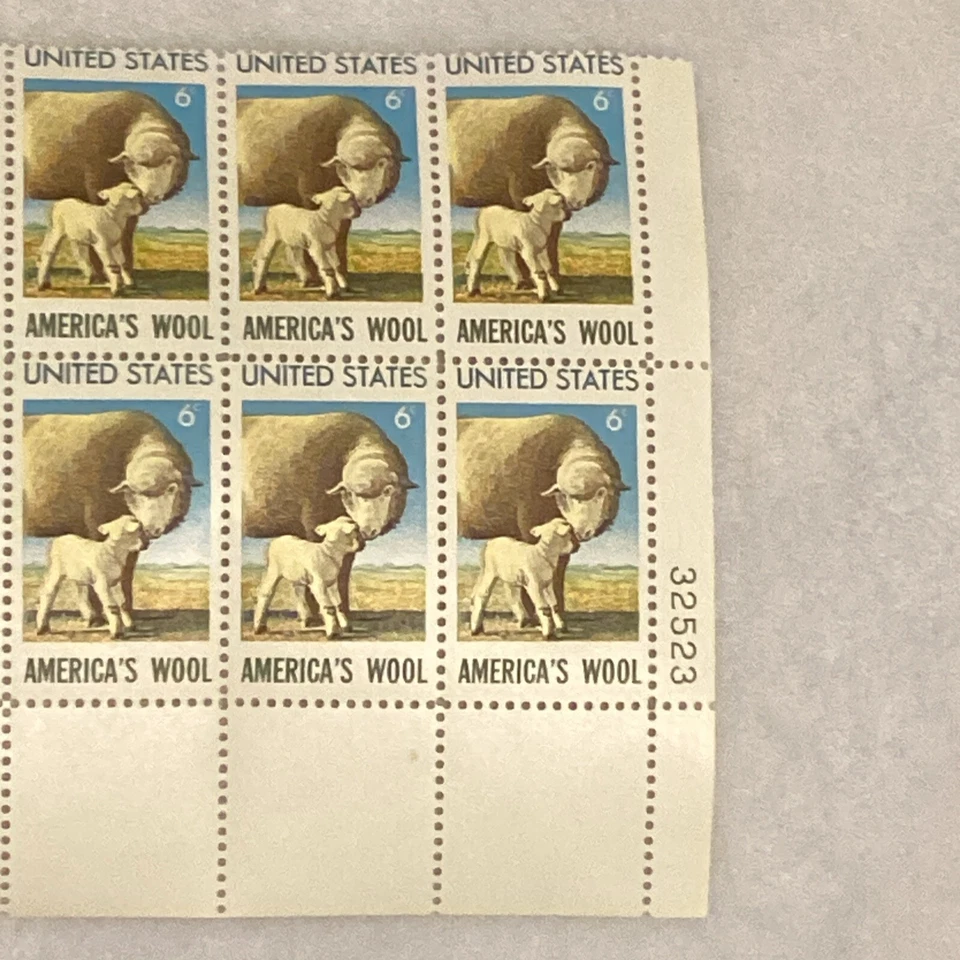 MINT Americas Wool United States Postage Stamps 10 Stamp Plate Block 6¢ MNH - Image 4 of 4