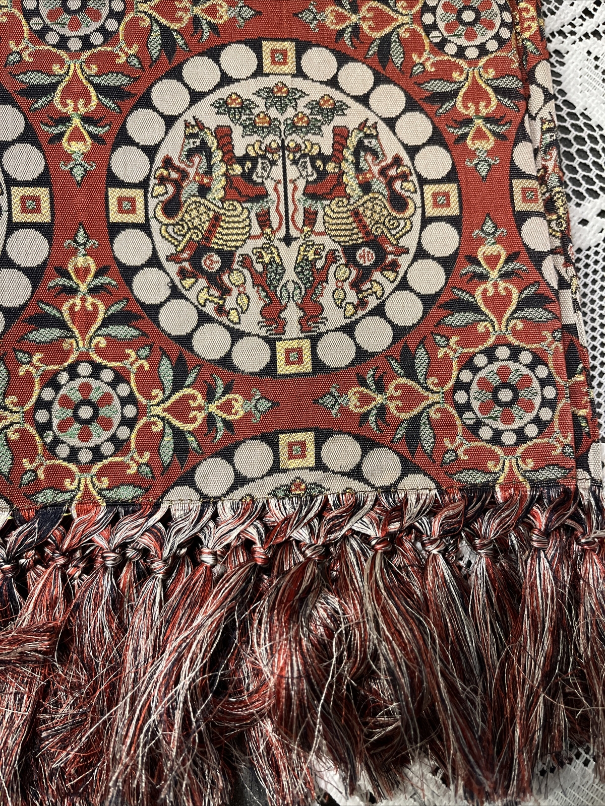 VINTAGE TATSUMURA SILK BROCADE TEA CLOTH NATIONAL TREASURE 4 GODS