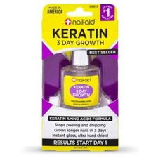 Nail-Aid Keratin 3 Day Growth Nail Treatment Strengthener Clear 0.55 Fl Oz