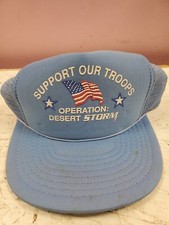 Vintage 1991 Support Our Troops Operation Desert Storm Blue Mesh Snapback Hat