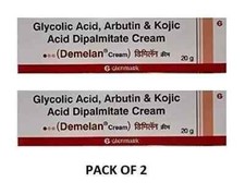 Demelan Cream Glycolic Acid Kojic Acid Hyper Pigmentation 20g Pack of 2 