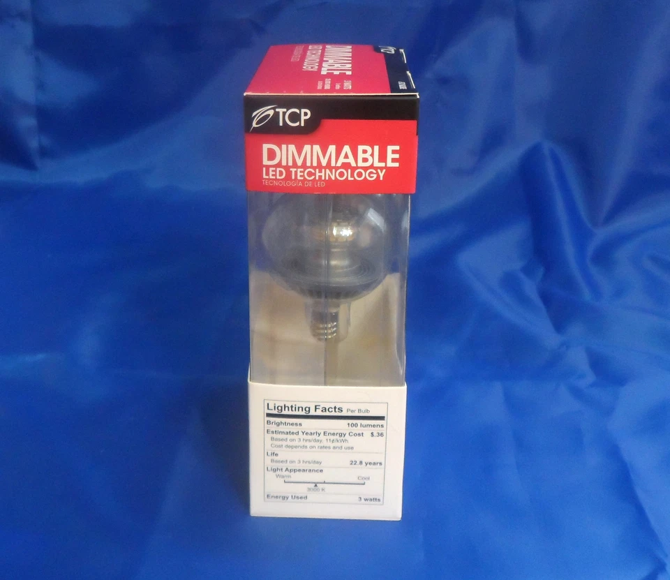 TCP E12 Globe Dimmable LED Technology 3 Watts Candelabra Base #RLDG163W30K2 - Image 2 of 4