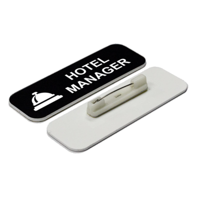 Manager Name Tag 1x3 Inch Red (3 Pack) | Professional Rounded Corner Badge With Pin Fastener