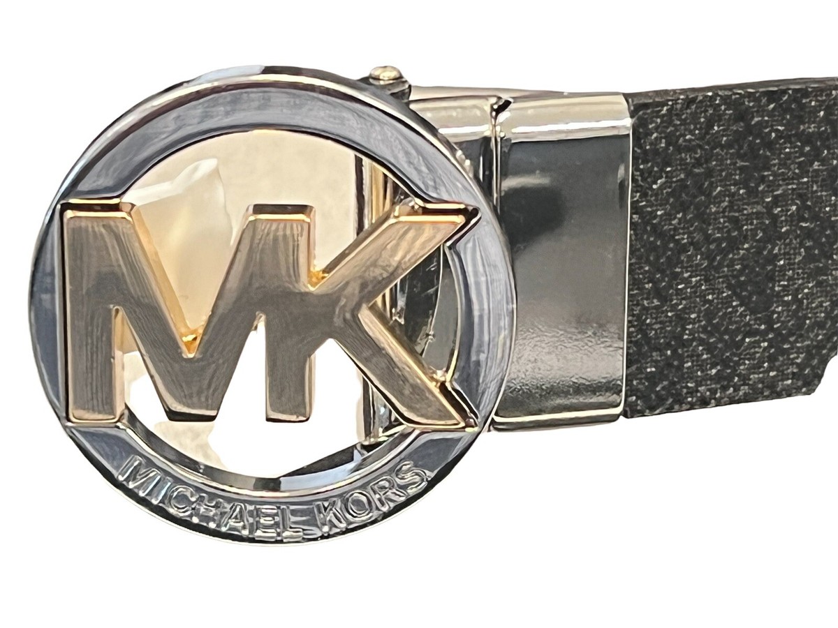 Michael Kors Reversible Twist Belt MK Logo Brown Black Gold XL 551342 Michael Kors MK Logo Signature Twist Reversible Belt 551342C  main image 3