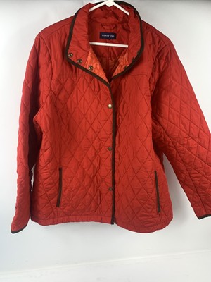 Women S Lands End Quilted Red Orange Barn Jacket Coat Size 1x