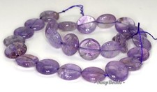 16MM AMETHYST GEMSTONE GRADE B FLAT ROUND LOOSE BEADS 7inch