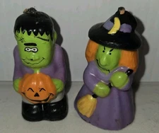 Vintage Avon Trick or Treat Candle Set Witch & Frankenstein