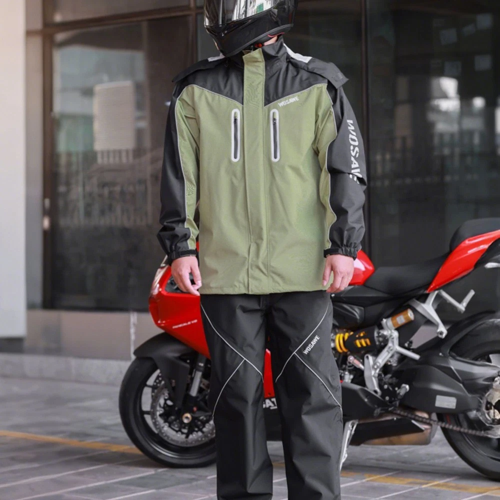Waterproof Windproof Motorcycle Rain Gear Jacket with Pants Outdoor Adventure