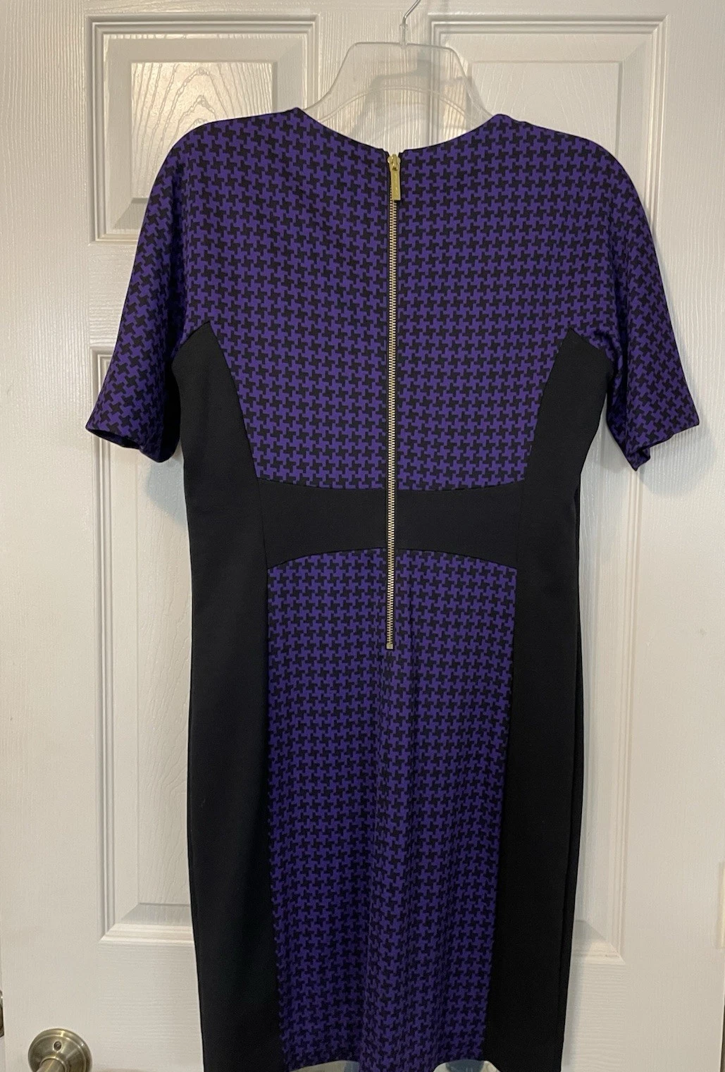 NUOVO Michael Kors abito donna 6 viola pied de poule elasticizzato body con nuovo con etichette $150