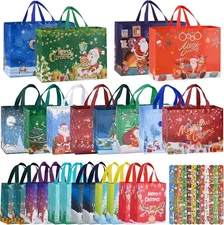 24 Pack Christmas Gift Bags Assorted Sizes Reusable w/Snap Bracelets