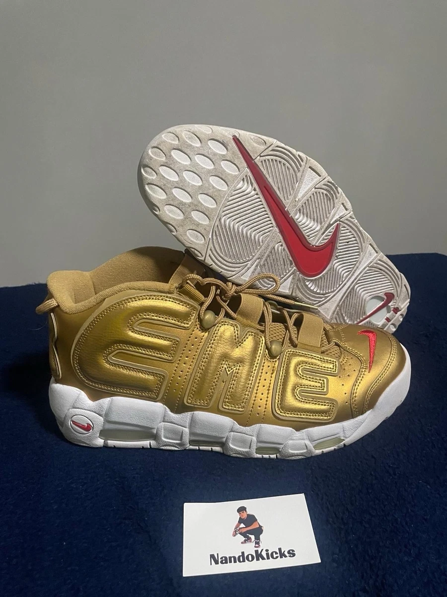 Nike Supreme x Air More Uptempo Metallic Gold for Sale