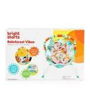 Bright Starts Rainforest Vibes Vibrating Baby Bouncer with Toy Bar, Green, 0-6 m