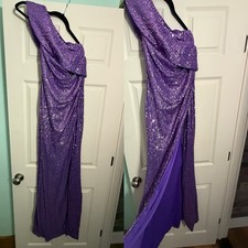 Faeristy Purple Sequin Evening Gown