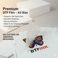 A3 DTF Transfer Film - Professional Grade Sheets for EPSON (11.7" x 16.5)