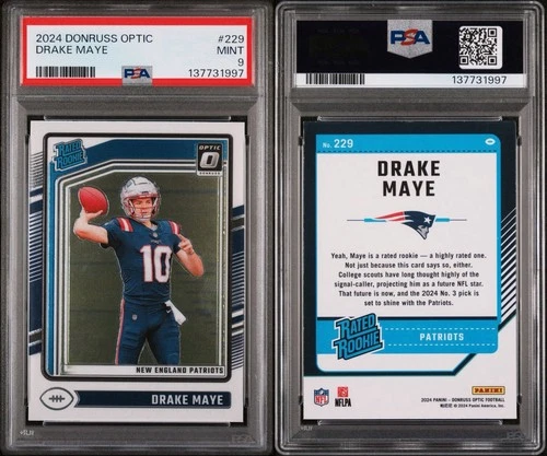 2024 DONRUSS OPTIC DRAKE MAYE RC 229 PSA 9 MINT NEW ENGLAND PATRIOTS