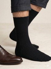 Jos A Bank Dress Socks Mens 8-12 Black 3 Pairs Mid-Calf Microfiber Executive 34