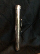 Vtg Sterling Taxco Mexico Signed TH-125 Silver Tube Cigar Holder Clip on Case