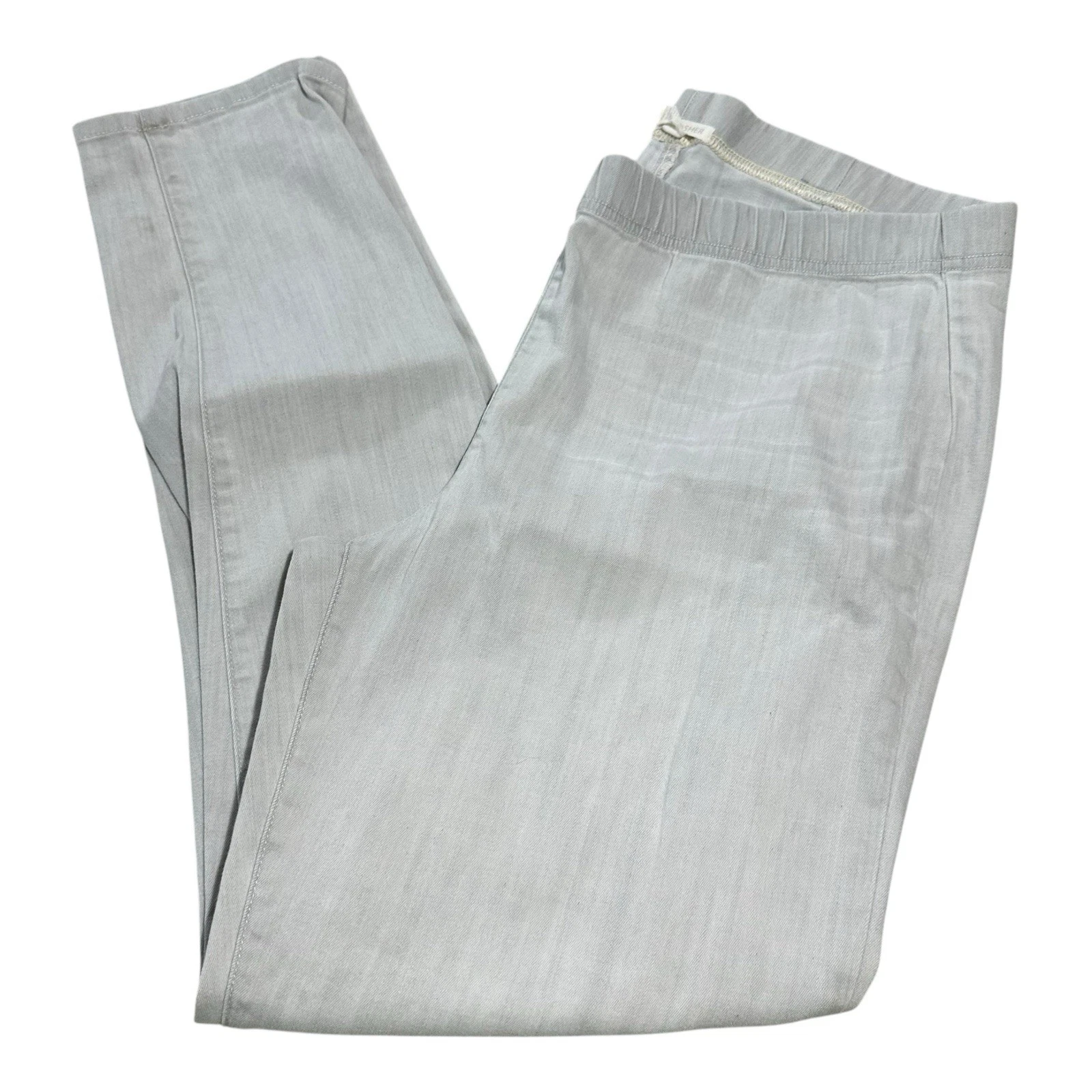 Eileen Fisher High Rise Pull On Slim Straight Jeans Women’s L Gray Denim Stretch