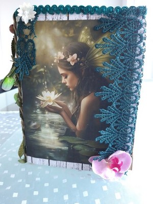''Waldfee mit Seerose'' Junk Journal, Tagebuch handmade, Art Journal, Wald, Tiere