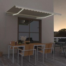 WALPLUS Manual Retractable Awning with LED 450x300 cm Cream Patio