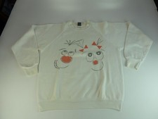Vintage Comic Relief 89 Sweatshirt UK 12-14 M weiß Raglan Cartoon Gesichter 1989