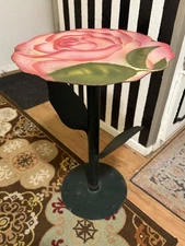 1960s VINTAGE PAINTED ROSE SIDE TABLE