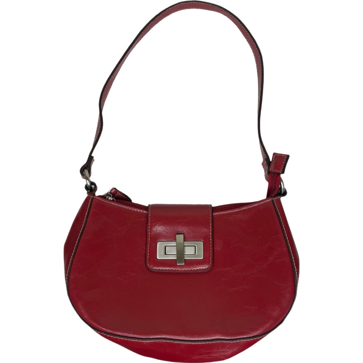 Vtg Apt Red Vegan Leather Shoulder Bag Y2K Mini Purse Small