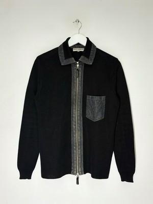 Dolce&Gabbana DG Vintage 90s Full Zip Wool Blend Sweater Denim