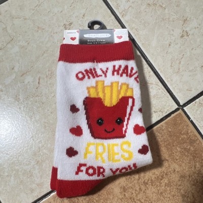 Mainstreet Girls Crew Socks Size 5-9 French Fries Hearts Novelty Food Theme