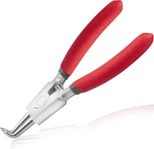External Circlip Pliers with Bent Jaw 5-Inch Snap Ring Small, Red & Grey 