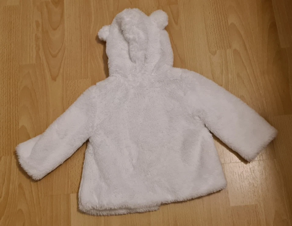 Baby Mädchen Jacke Plüsch in weiß Gr.80 - Bild 3 von 4
