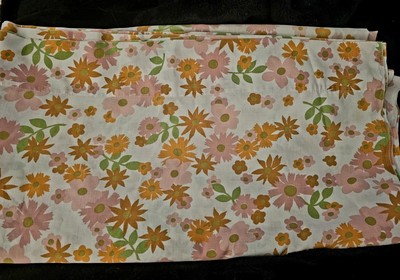 Vintage Sears Roebuck Colorful Daisy Print Flat Sheet Full/Double
