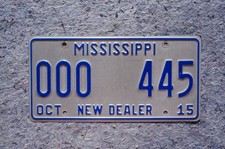 2015 Mississippi NEW DEALER License Plate