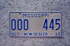 2015 Mississippi NEW DEALER License Plate