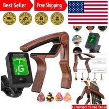 Professional Rosewood Guitar Capo and Tuner Clip for All Stringed Instruments