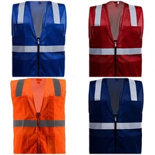 Multi Color Reflective Safety Vests with 4 Pockets