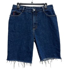 Vintage Bongo Denim Bermuda Jorts Shorts USA Made Frayed Hem Y2K Size 32