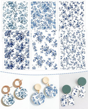Blue Flower Clay Transfer Paper - 18 Pcs Traditional Chinoiserie Art Design Tran