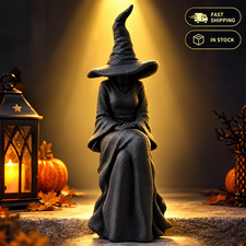 Halloween Faceless Witch Figurine Black Sitting Witch Wall Hanging Decor