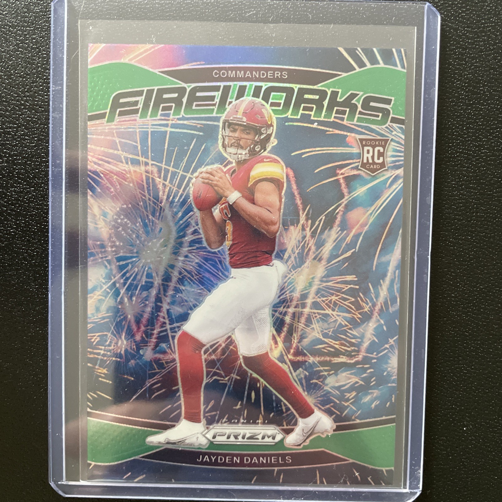 2024 Prizm Jayden Daniels Fireworks RC Green Rookie #24 Commanders