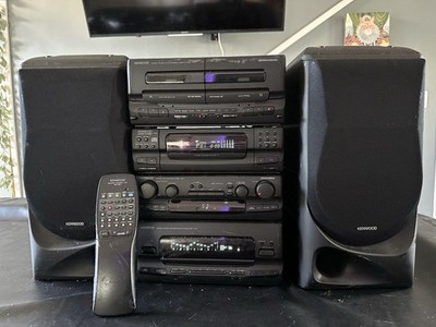 Kenwood Vintage Stereo System 5 Disc CD Changer Dual Speakers Remote Tested