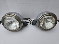 Vintage Depress Beam Headlamp C M Hall Dodge Gm Ford Pair With Bases Stainless