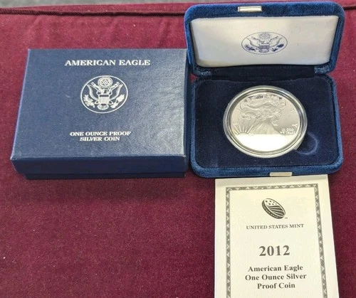 2012-W Proof American Silver Eagle Dollar $1 Box & COA US Mint