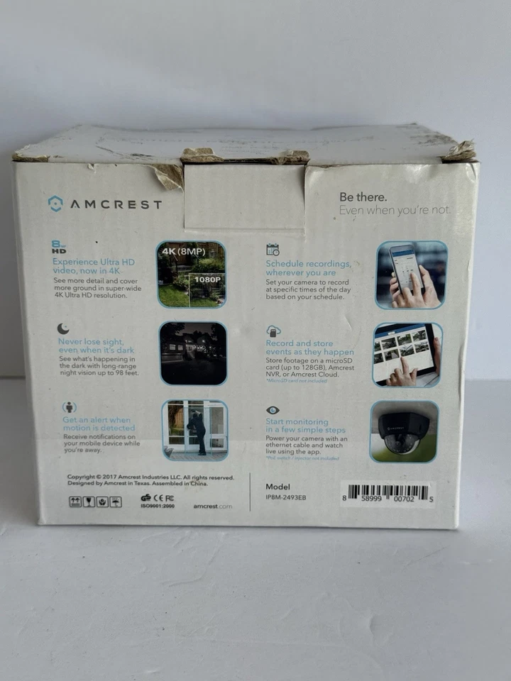 Amcrest UltraHD 4K 8MP Outdoor POE IP Dome Camera Black IP8M-2493EB - Open Box - Image 3 of 4