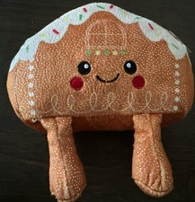 Walmart NWT holiday Time Christmas Sparkly Gingerbread House Plush w/ Legs 6.5"